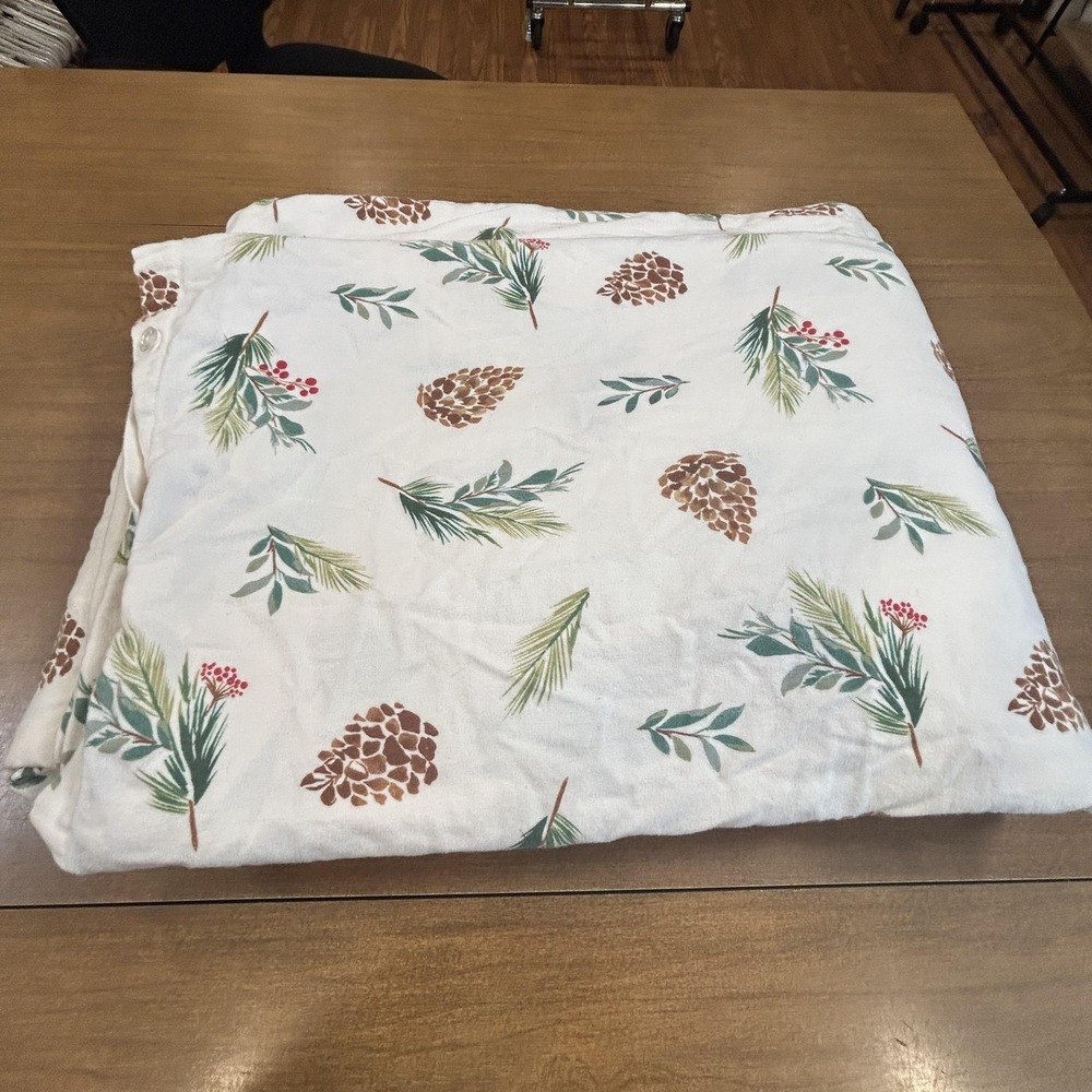 L.L.Bean Twin Duvet Cover White Pinecone 100% Cotton Rustic Seasonal Country